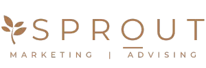 Sprout Marketing and Advising logo in a gold hue