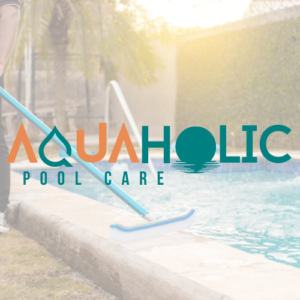 aqua and orange logo design for a pool care service in chandler, arizona