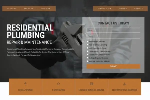 plumbing service web design for small business