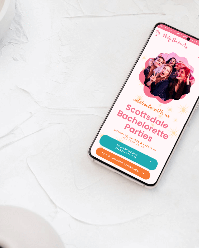 Party Planner website redesign completed by Sprout Marketing and Design in Chandler Az