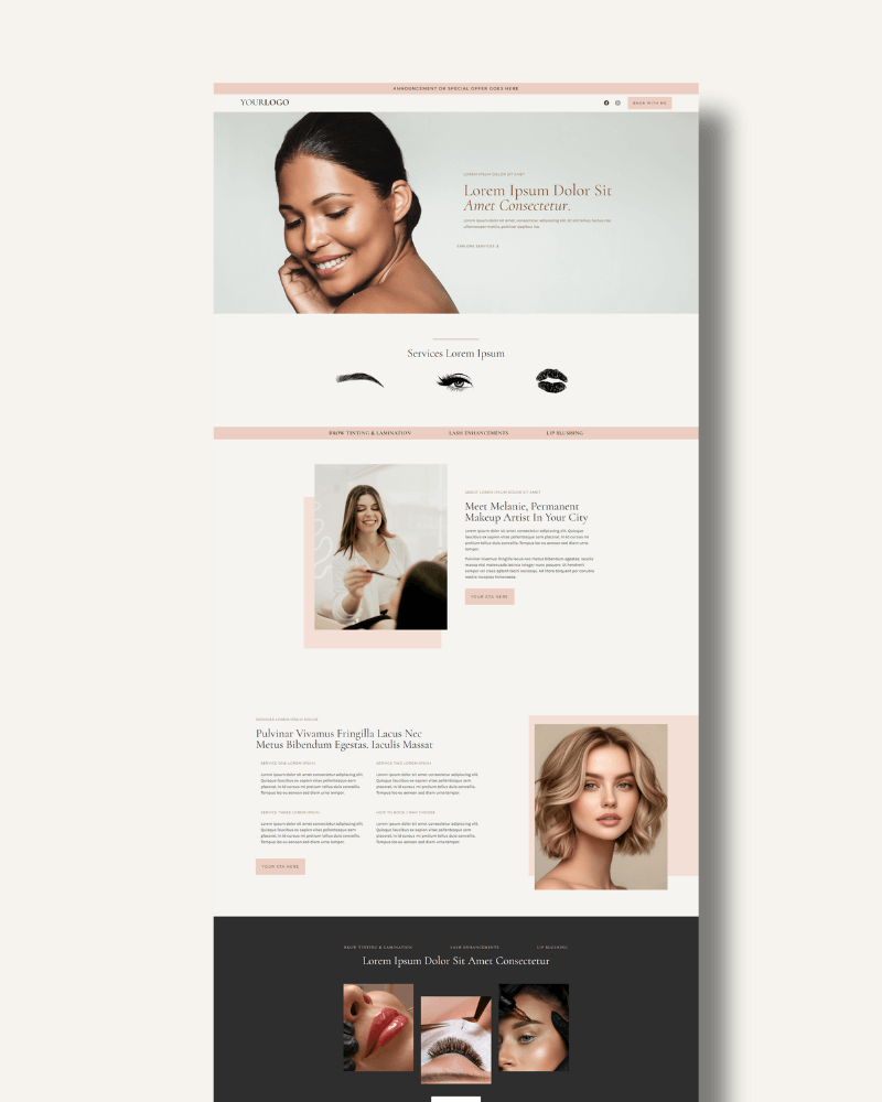 beauty services website template demo
