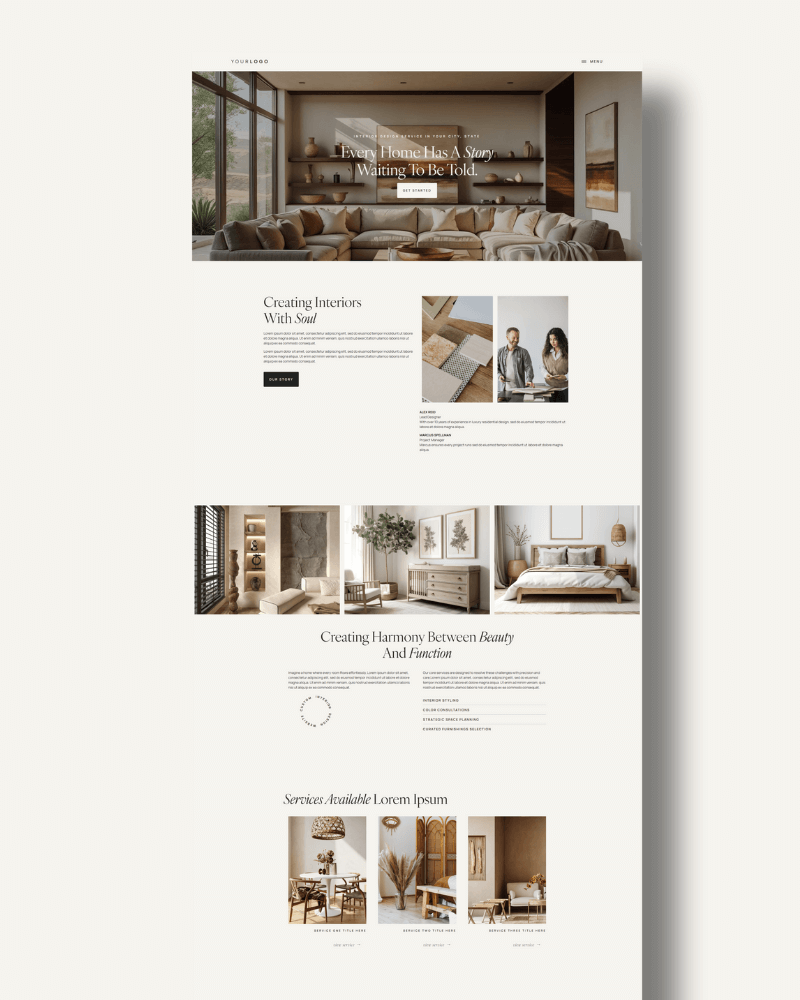 interior designer website template demo