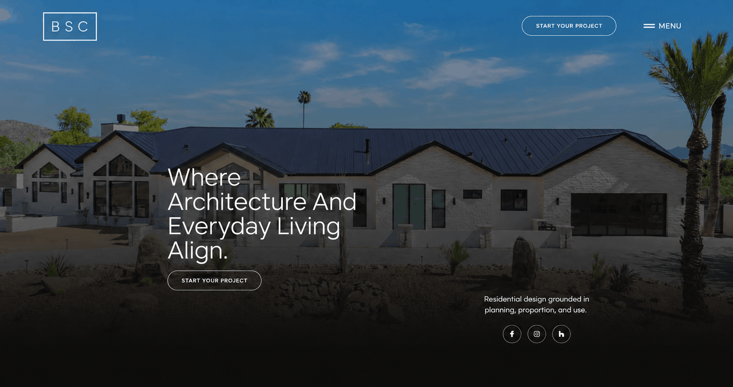Custom WordPress web design for Beautiful Space Co. hero section