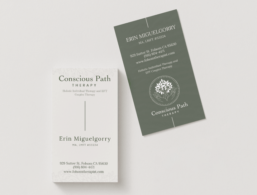 Business card design for a professional practice