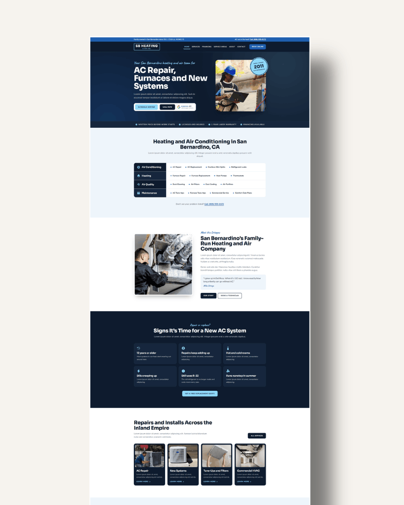 hvac website template demo