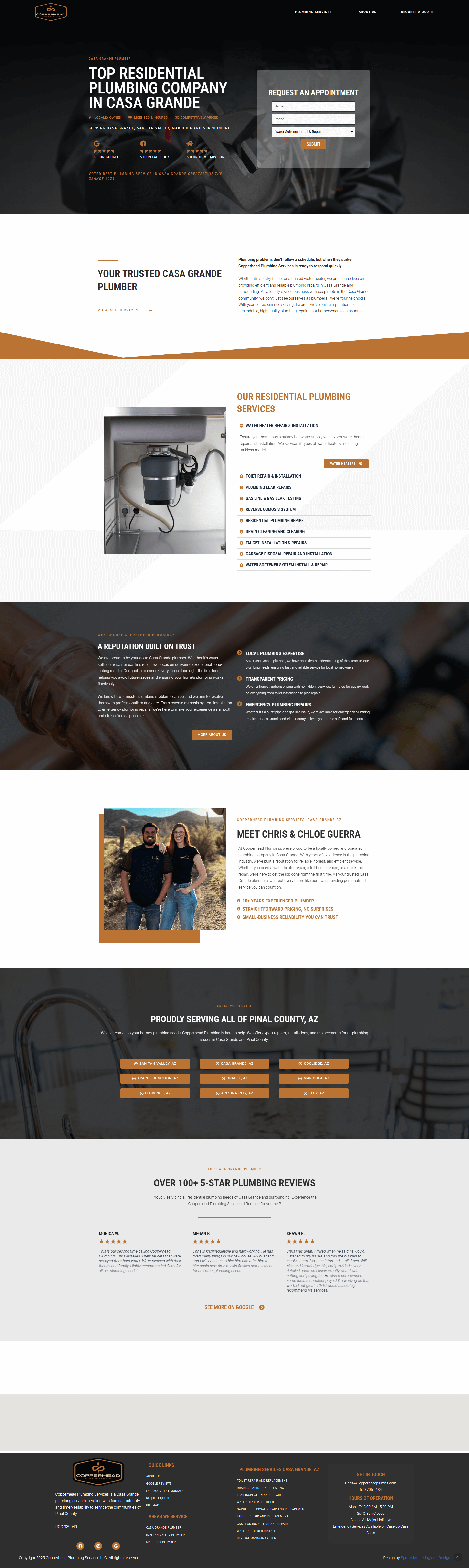 Copperhead Plumbing homepage before the redesign