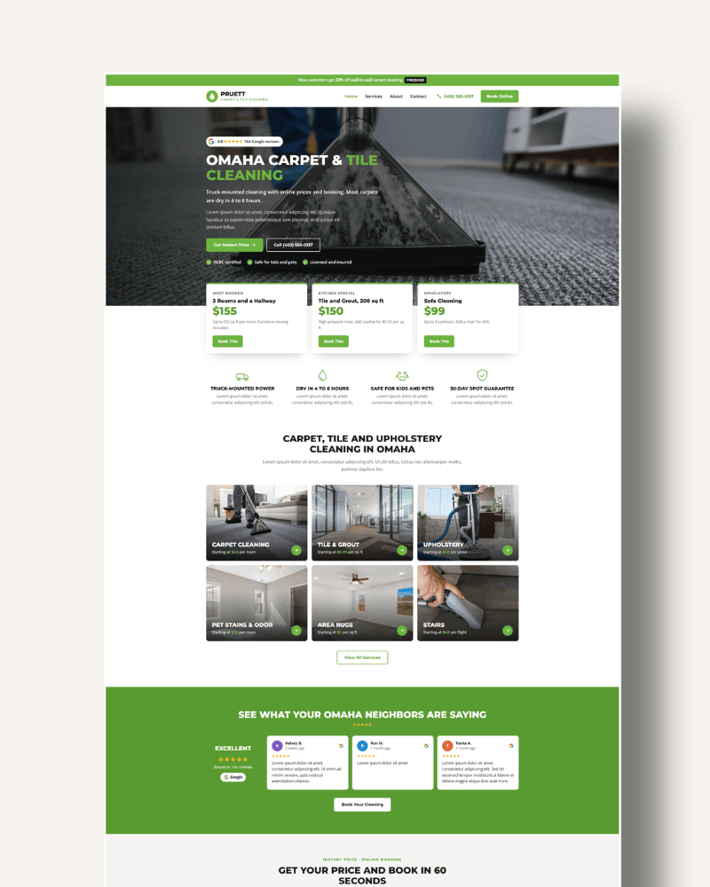 carpet & tile cleaning website template demo