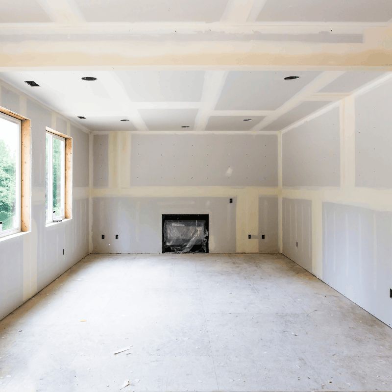 Hallway wall with drywall damage