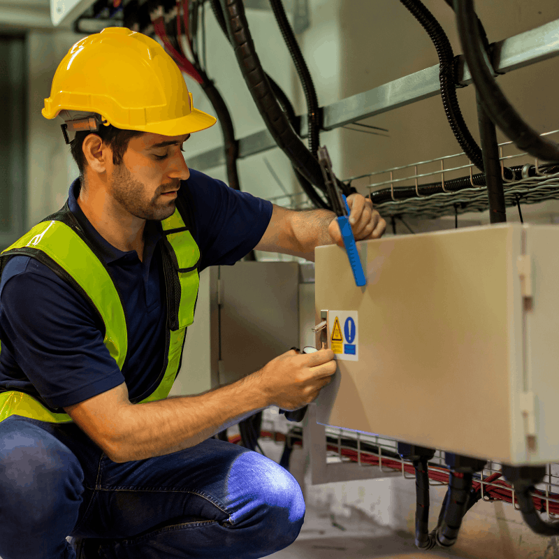 Electrician repairing a wiring issue