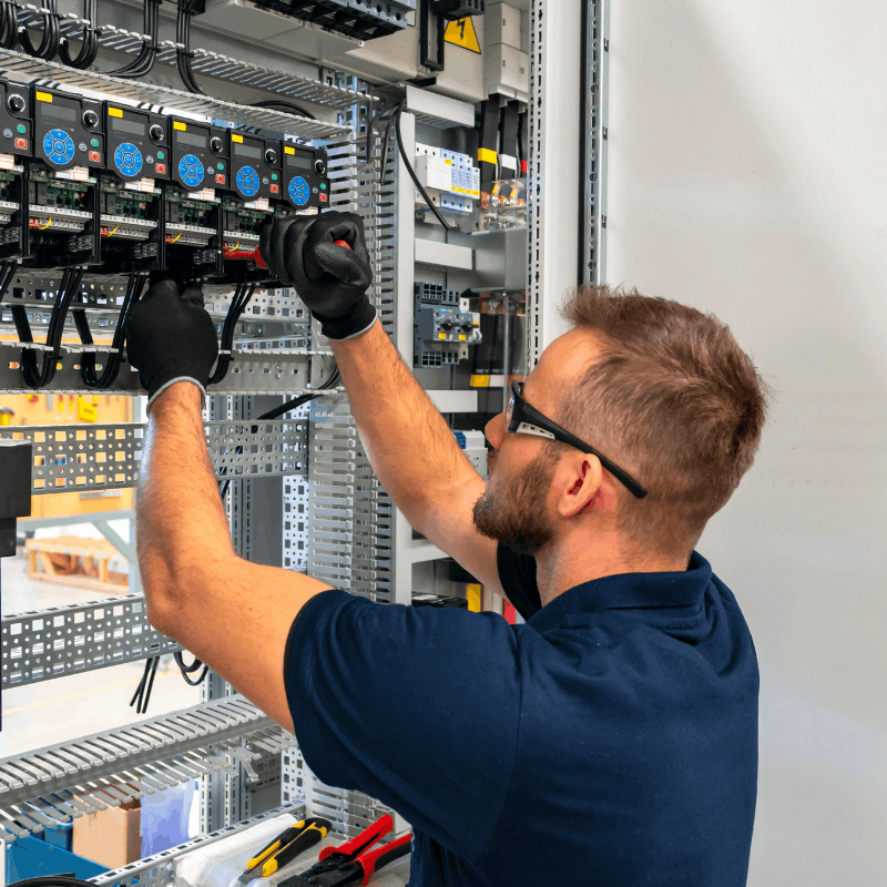 Buzzed Electric electrician working on wiring in a Columbus home