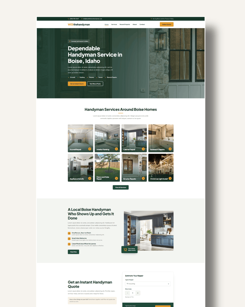 handyman website template demo
