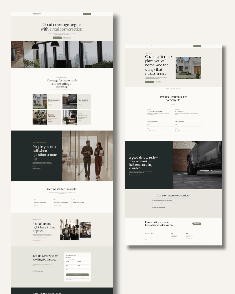 WordPress website template for an insurance agency, restyled and built by Sprout Marketing & Design