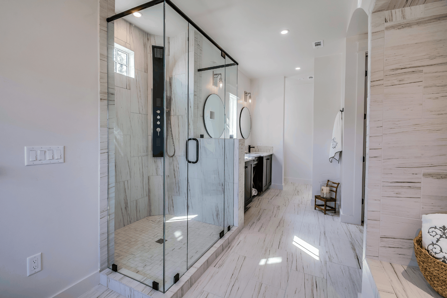 Primary bathroom with a freestanding tub