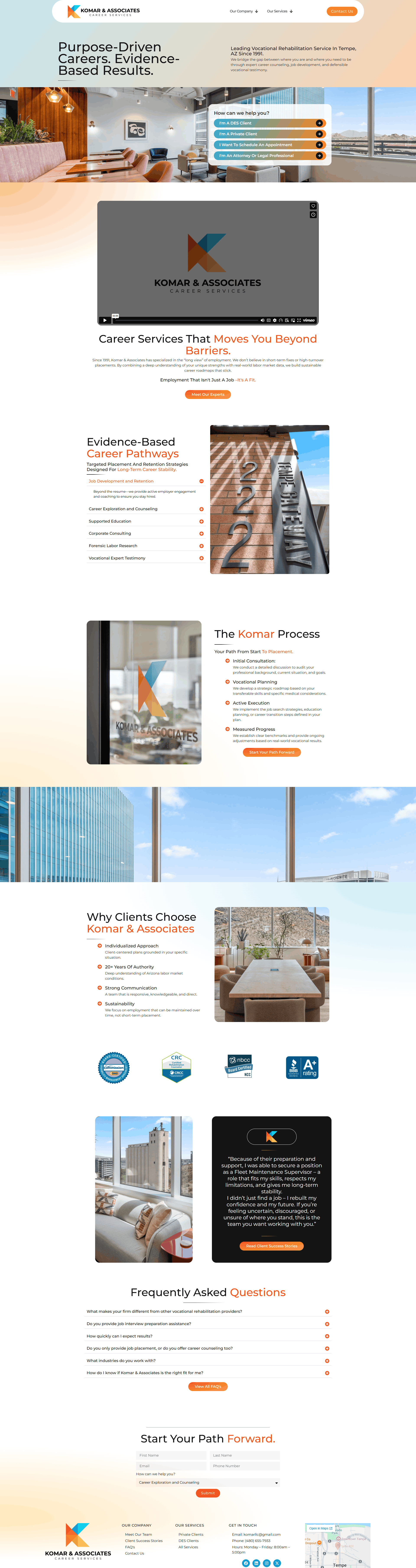 Full Komar & Associates homepage after the redesign