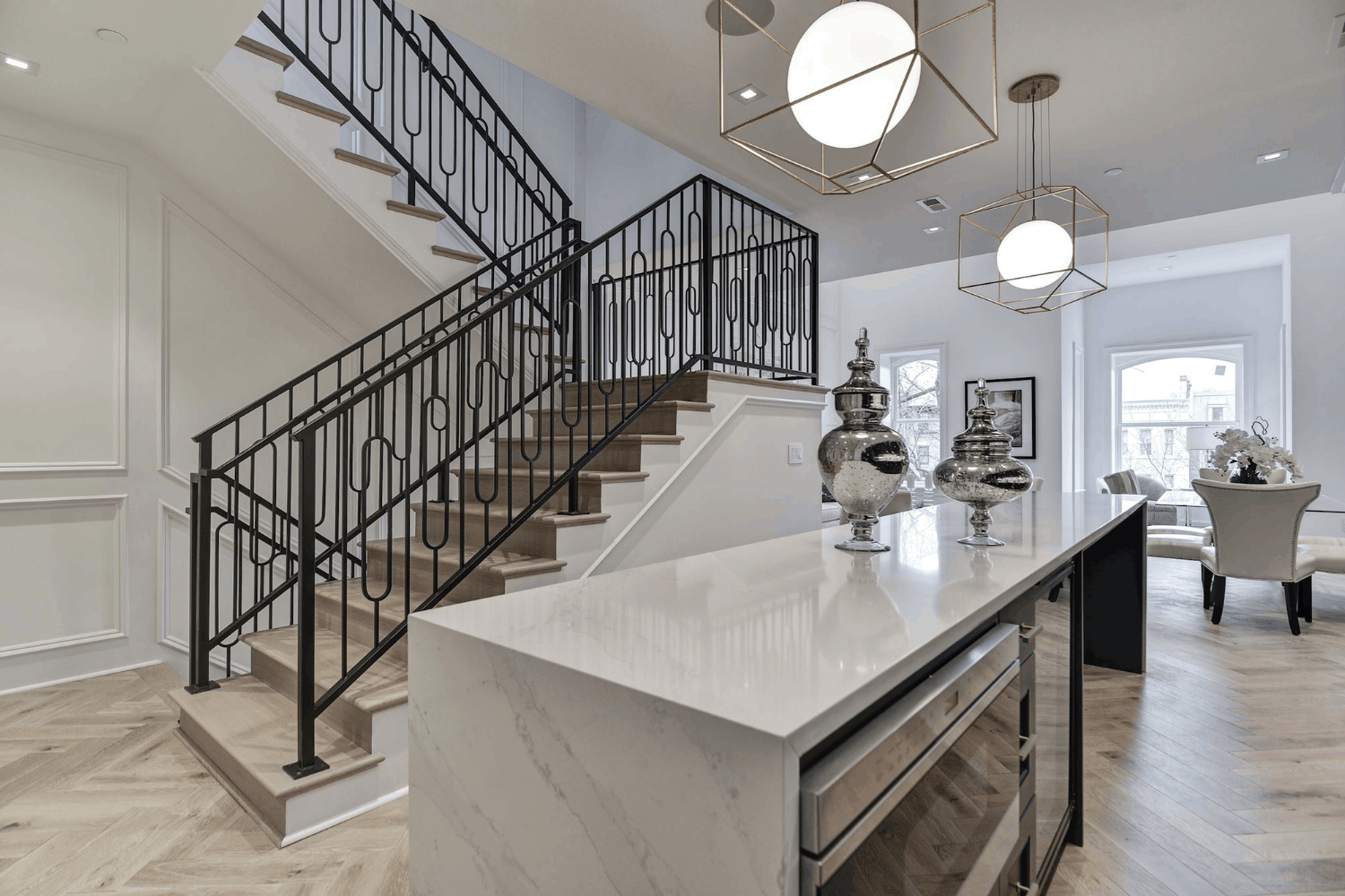 Floating staircase in a Holloway custom home