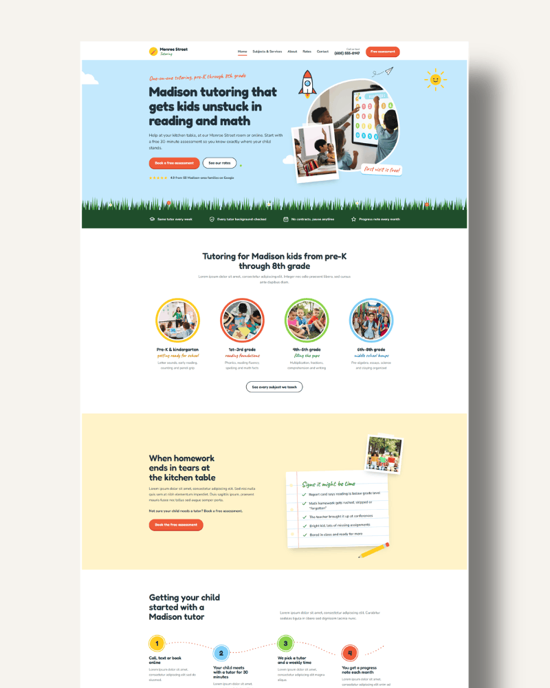 tutor website template demo