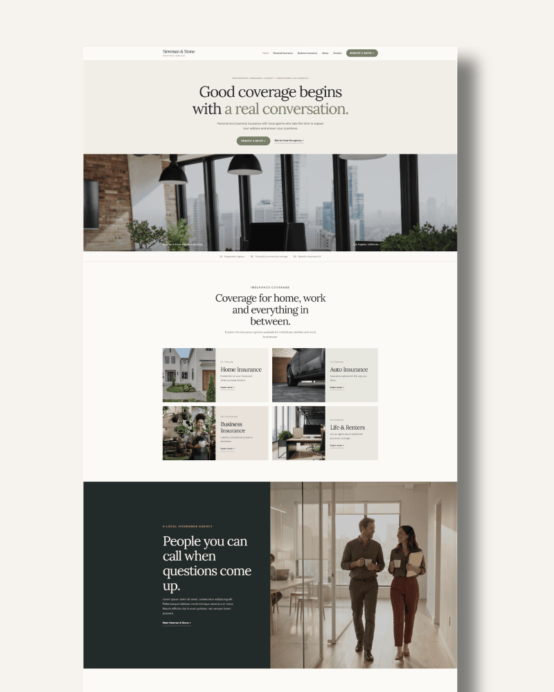 insurance agency website template demo