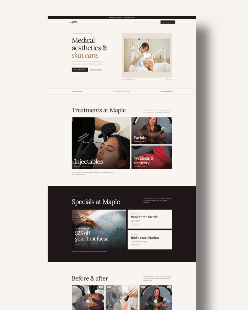 med spa website template demo