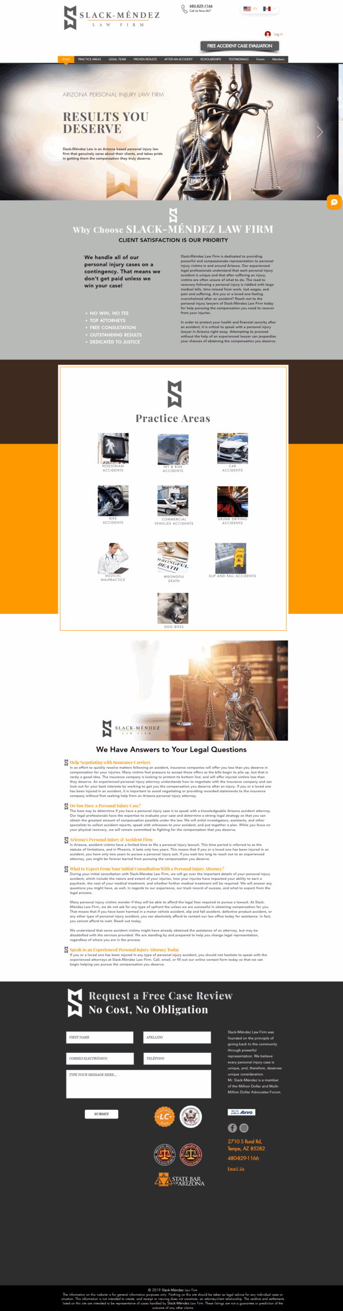 Previous Slack-Méndez website on Wix before the redesign