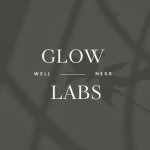 Logo design concept for Glow Labs Wellness, a skincare service, with a moody silhouette of a plant in the background, created by Sprout Marketing and Design in Chandler, AZ, representing a soothing and natural brand identity