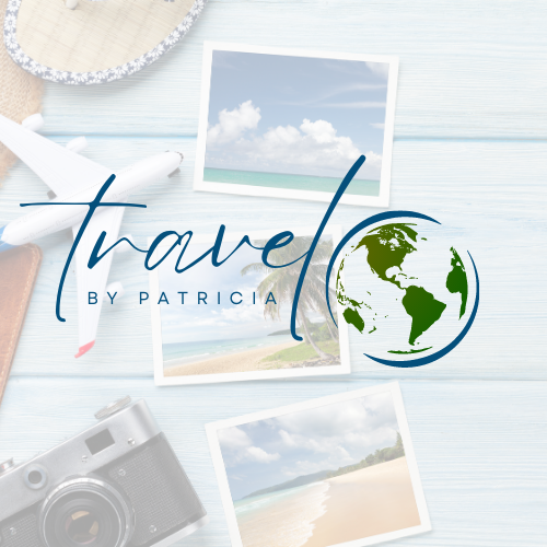 a simple and clean logo design for Travel by Patricia in Chandler Arizona