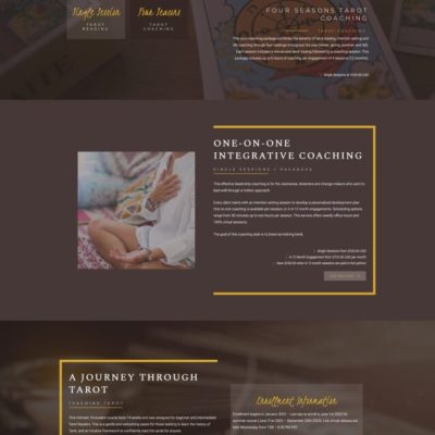 Homepage design for a tarot reader website, featuring mystical and inviting colors, created by Sprout Marketing and Design in Chandler, AZ, as part of the web design portfolio