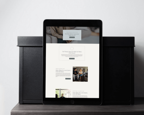 Responsive mockup of therapist website on desktop and mobile devices