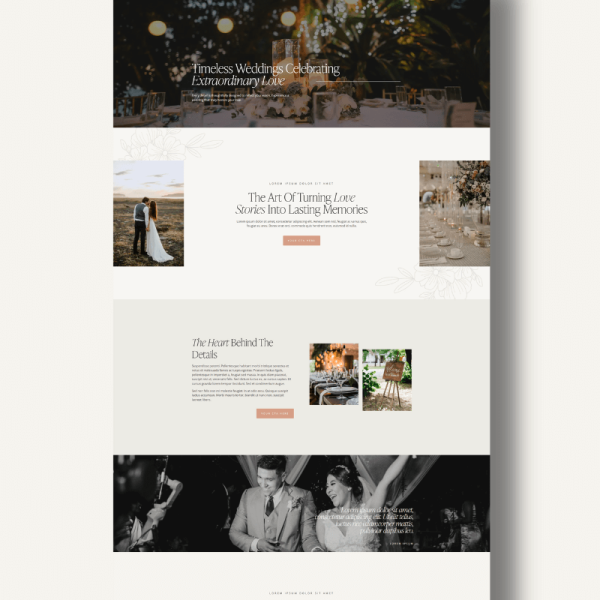 Website Template for event planners built for WordPress showcased on a light background